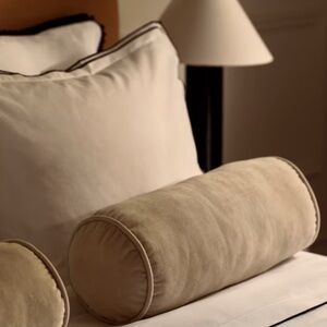 Favorites Set Mashup Cream Velvet Bolster Pillow Gray Beige Turquoise Wrap Scarf